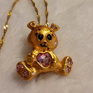 18K Gold Plated Teddy Bear Pendant Necklace, Cute Bear Necklace, Bear Pendant fo